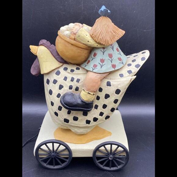 Williraye Studios Folk Art ~ 7" EGG HUNT Pull Toy (Girl on Chicken) ~  WW7502 - Picture 6 of 9